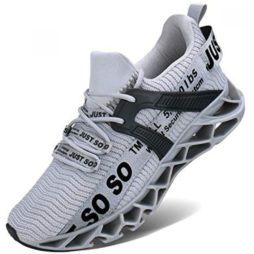 Men's Runing Shoes Walking Non Slip Blade Type Sneakers Grey