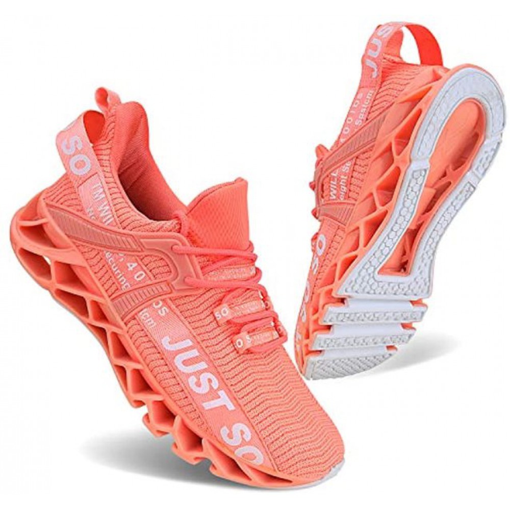 Women's Running Shoes Non Slip Athletic Walking Blade Type Sneakers Orange Pink